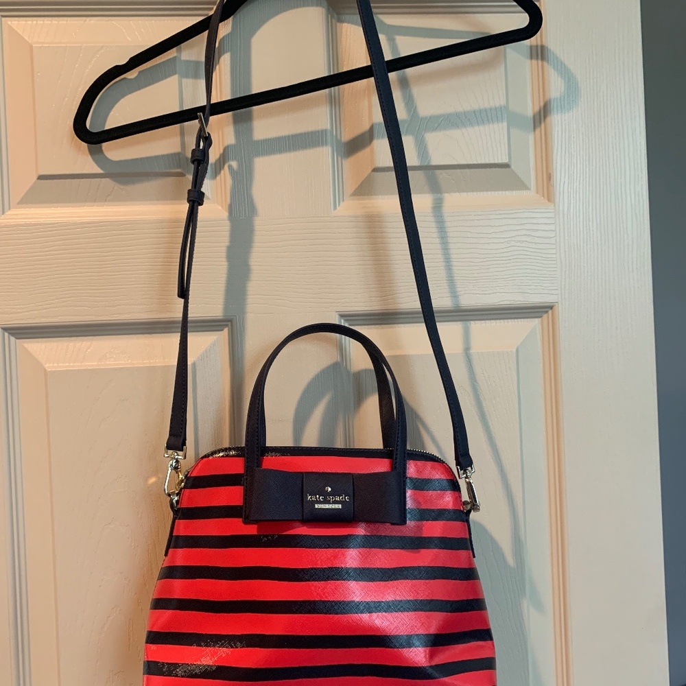 Kate Spade Red/Navy Stripe Satchel/Shoulder Handbag